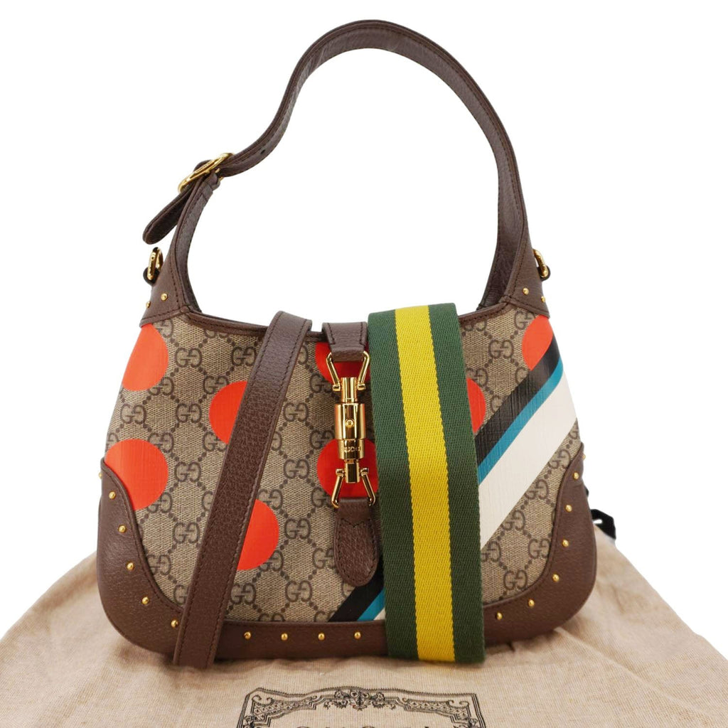 GUCCI Jackie 1961 Small Gucci Supreme Canvas Shoulder Bag Beige 678843