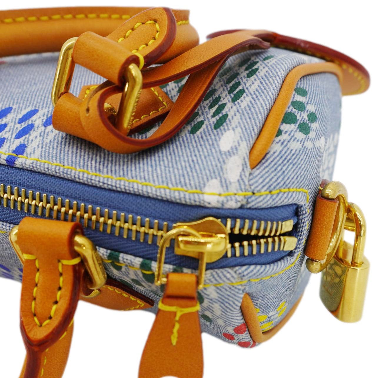 LOUIS VUITTON Speedy 18 Bandouliere LV Vers Damier Denim Crossbody Bag Multicolor
