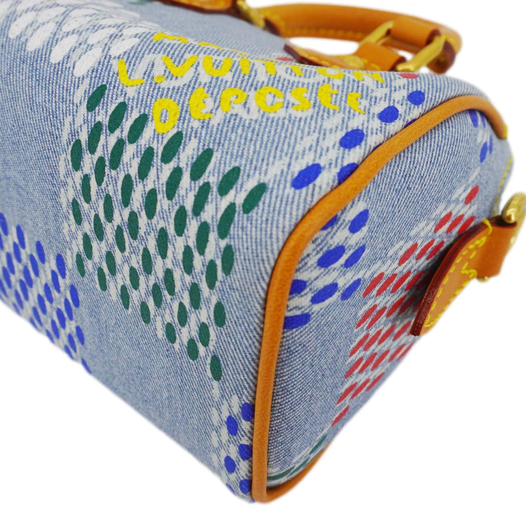 LOUIS VUITTON Speedy 18 Bandouliere LV Vers Damier Denim Crossbody Bag Multicolor