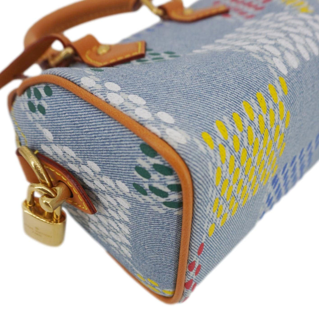 LOUIS VUITTON Speedy 18 Bandouliere LV Vers Damier Denim Crossbody Bag Multicolor