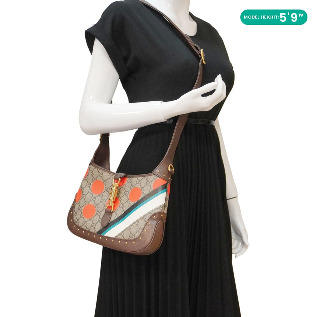 GUCCI Jackie 1961 Small Gucci Supreme Canvas Shoulder Bag Beige 678843