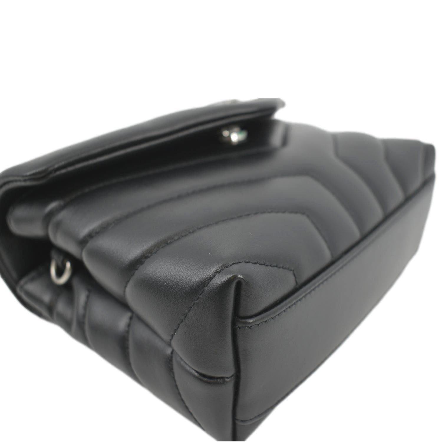 YVES SAINT LAURENT Loulou Toy Quilted Leather Crossbody Bag Black