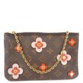LOUIS VUITTON Blooming Flowers Pochette Monogram Canvas Chain Crossbody Bag Brown