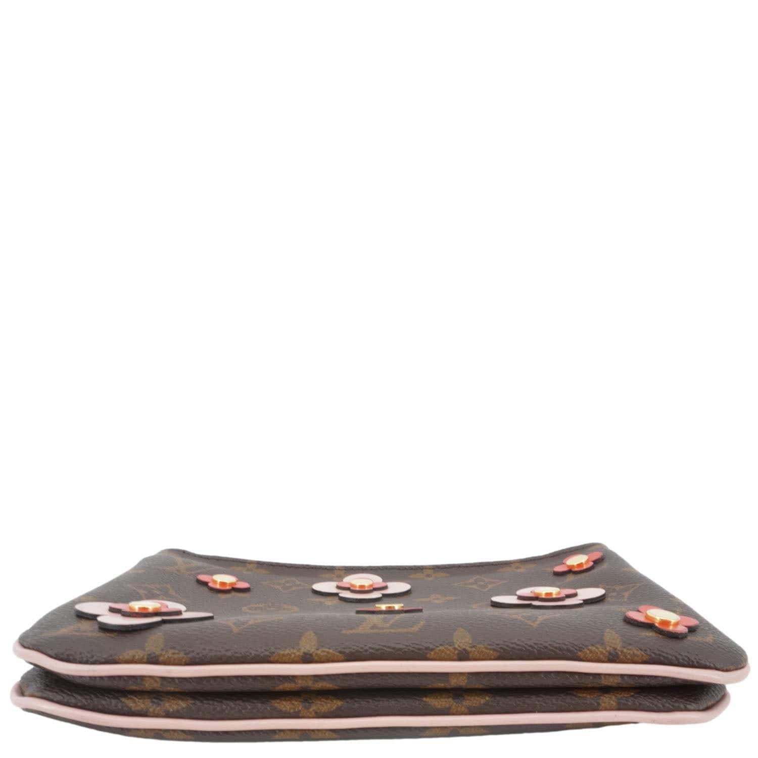 LOUIS VUITTON Blooming Flowers Pochette Monogram Canvas Chain Crossbody Bag Brown