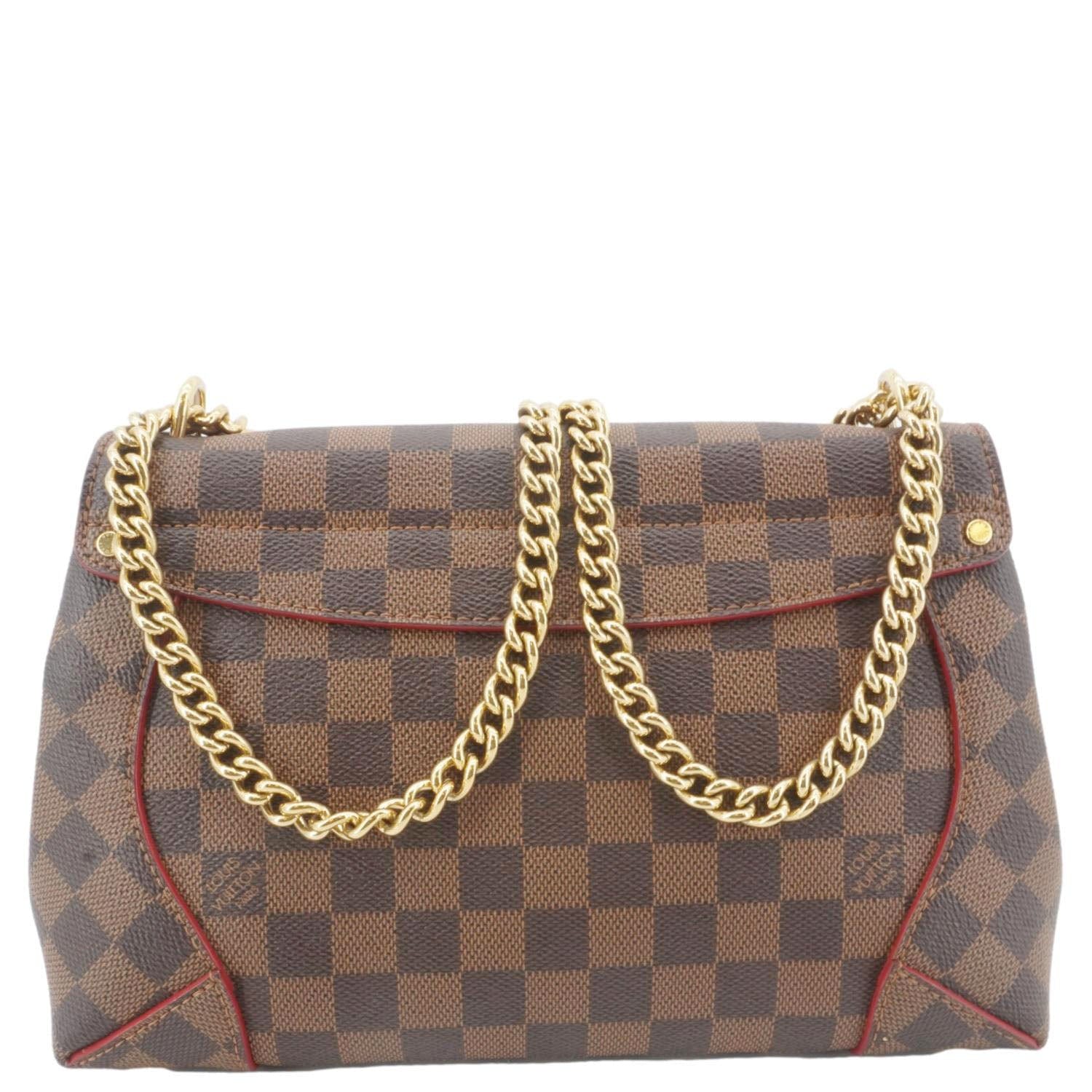 LOUIS VUITTON Caissa Chain Damier Ebene Clutch Shoulder Bag Brown