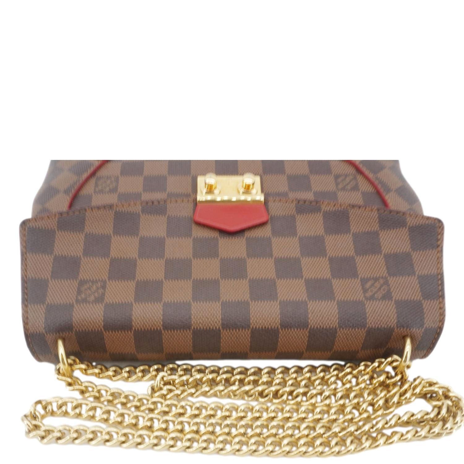 LOUIS VUITTON Caissa Chain Damier Ebene Clutch Shoulder Bag Brown