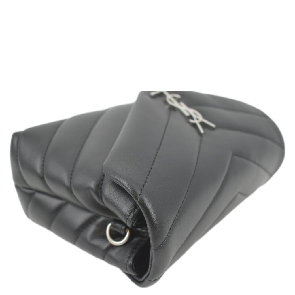YVES SAINT LAURENT Loulou Toy Quilted Leather Crossbody Bag Black