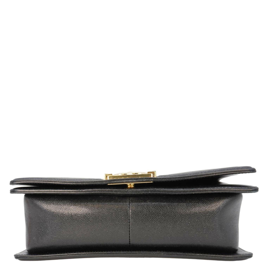 Chanel Boy Flap Chevron Leather Shoulder Bag Black