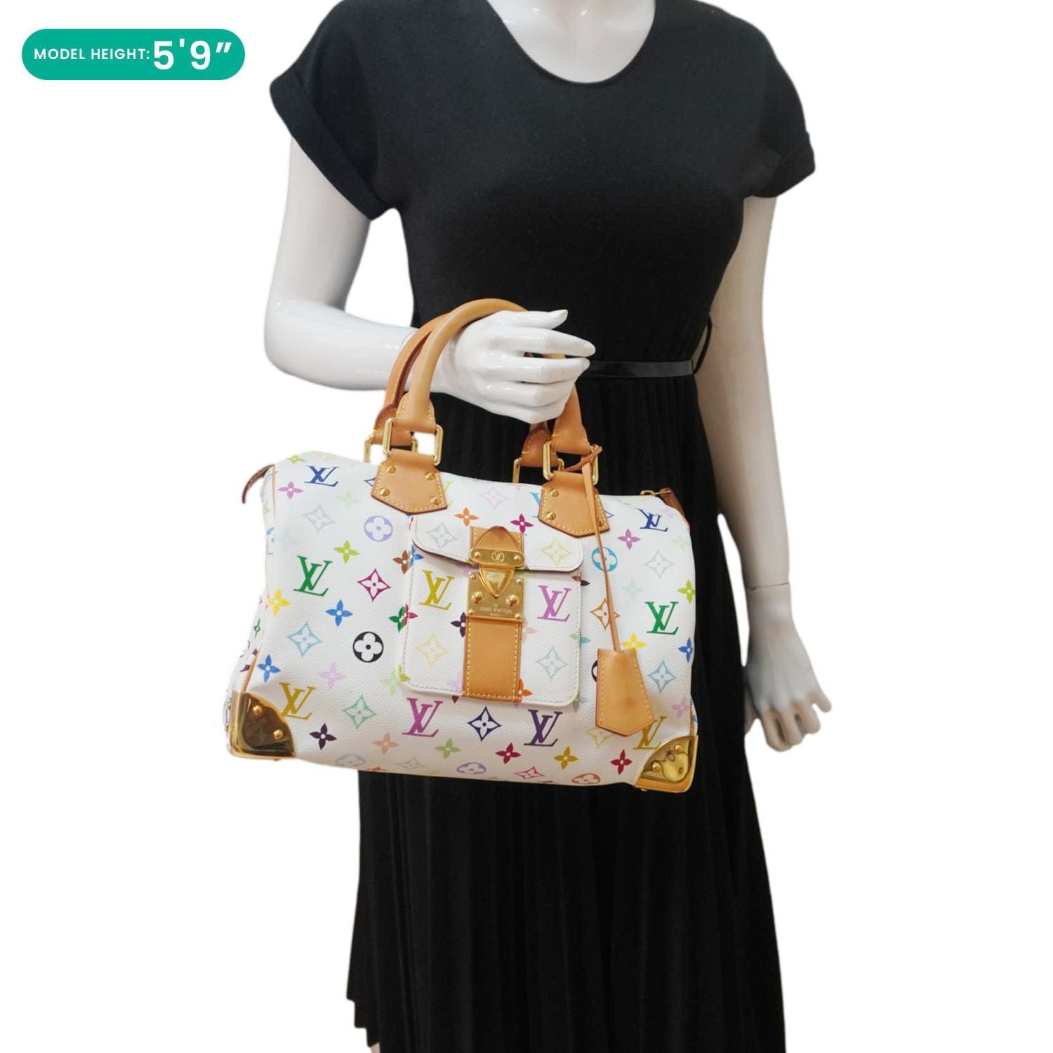 LOUIS VUITTON Speedy 30 Monogram Multicolor Canvas Satchel Bag White