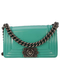 Chanel Boy Small Patent Leather Shoulder Bag Turquoise