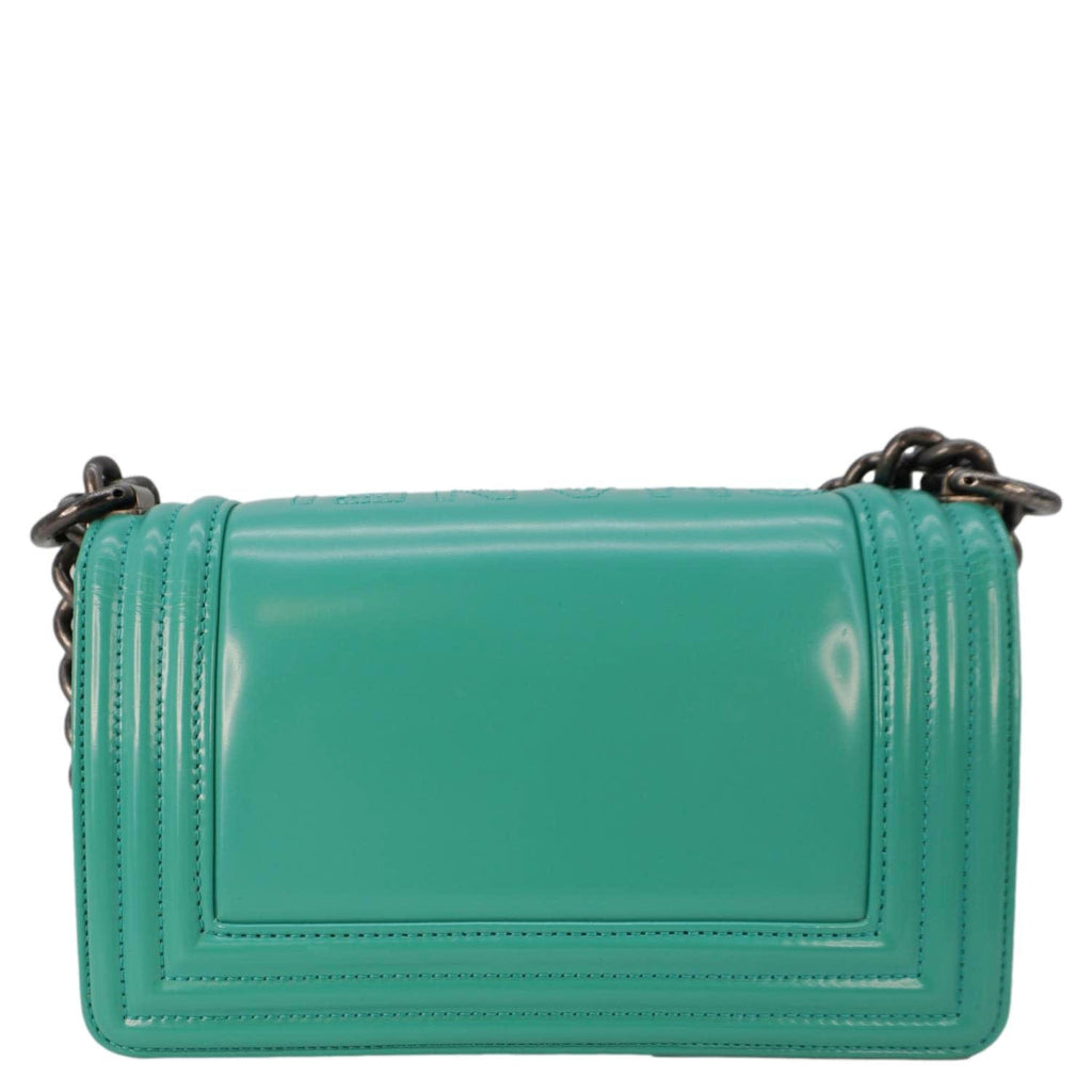 Chanel Boy Small Patent Leather Shoulder Bag Turquoise