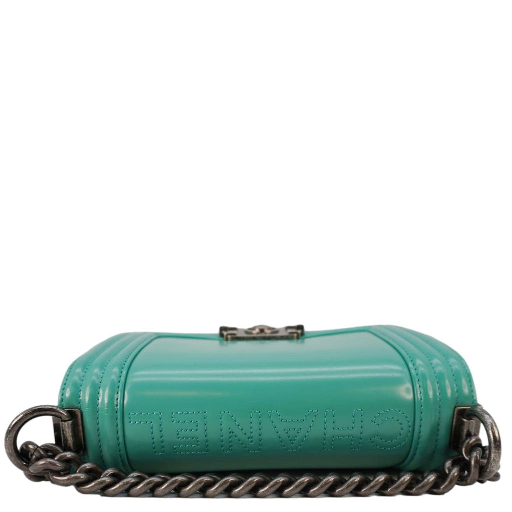 Chanel Boy Small Patent Leather Shoulder Bag Turquoise