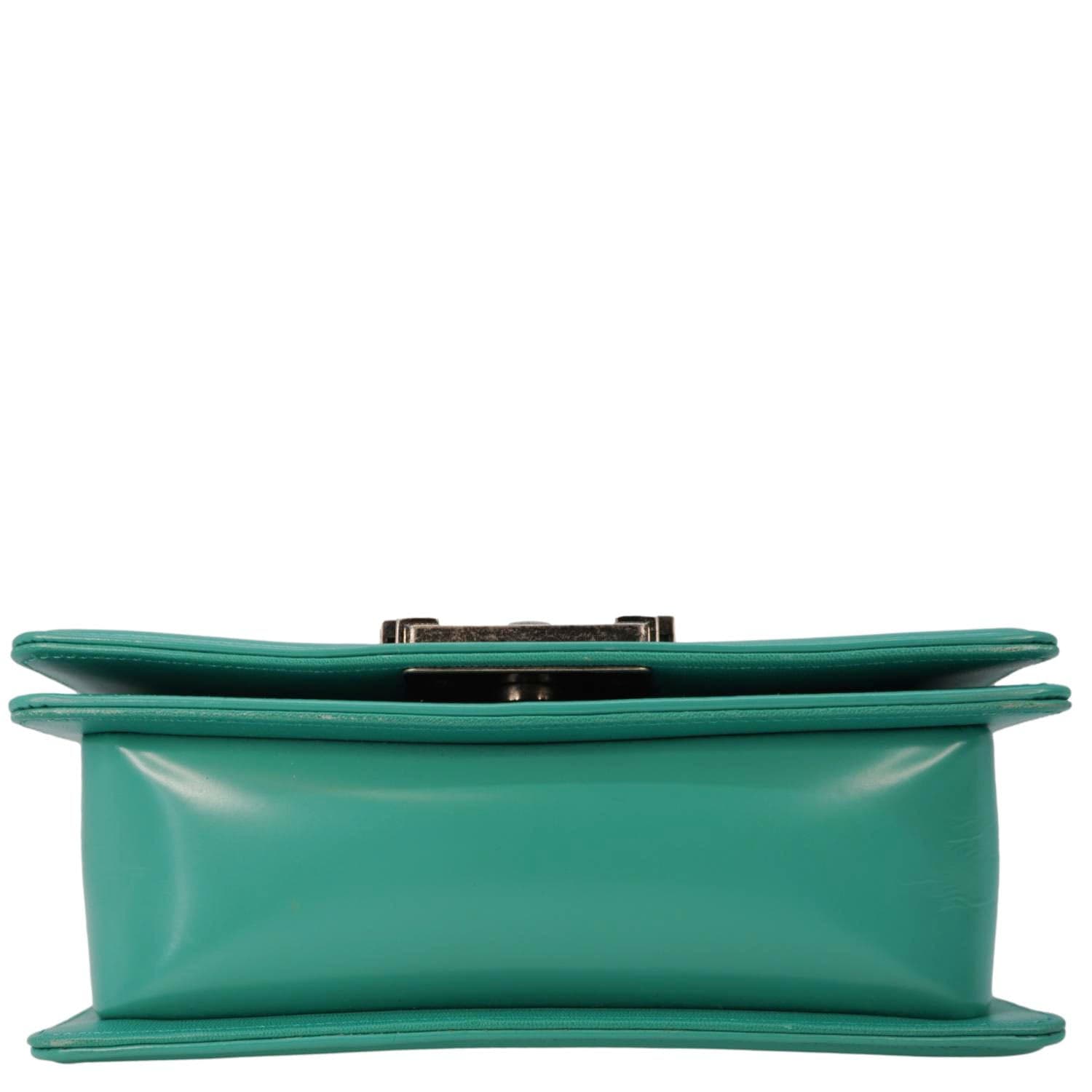 Chanel Boy Small Patent Leather Shoulder Bag Turquoise