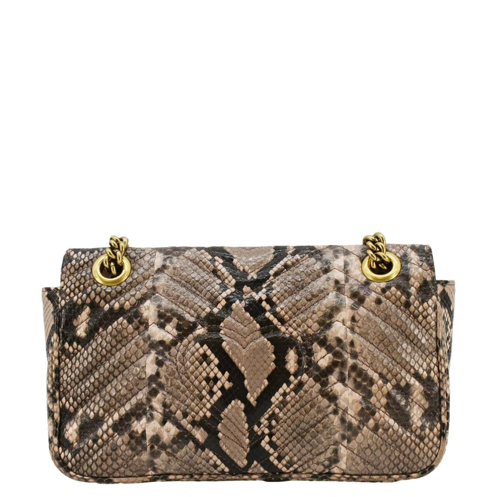 GUCCI Gucci Marmont Snake Print Leather Crossbody Bag Brown 443497