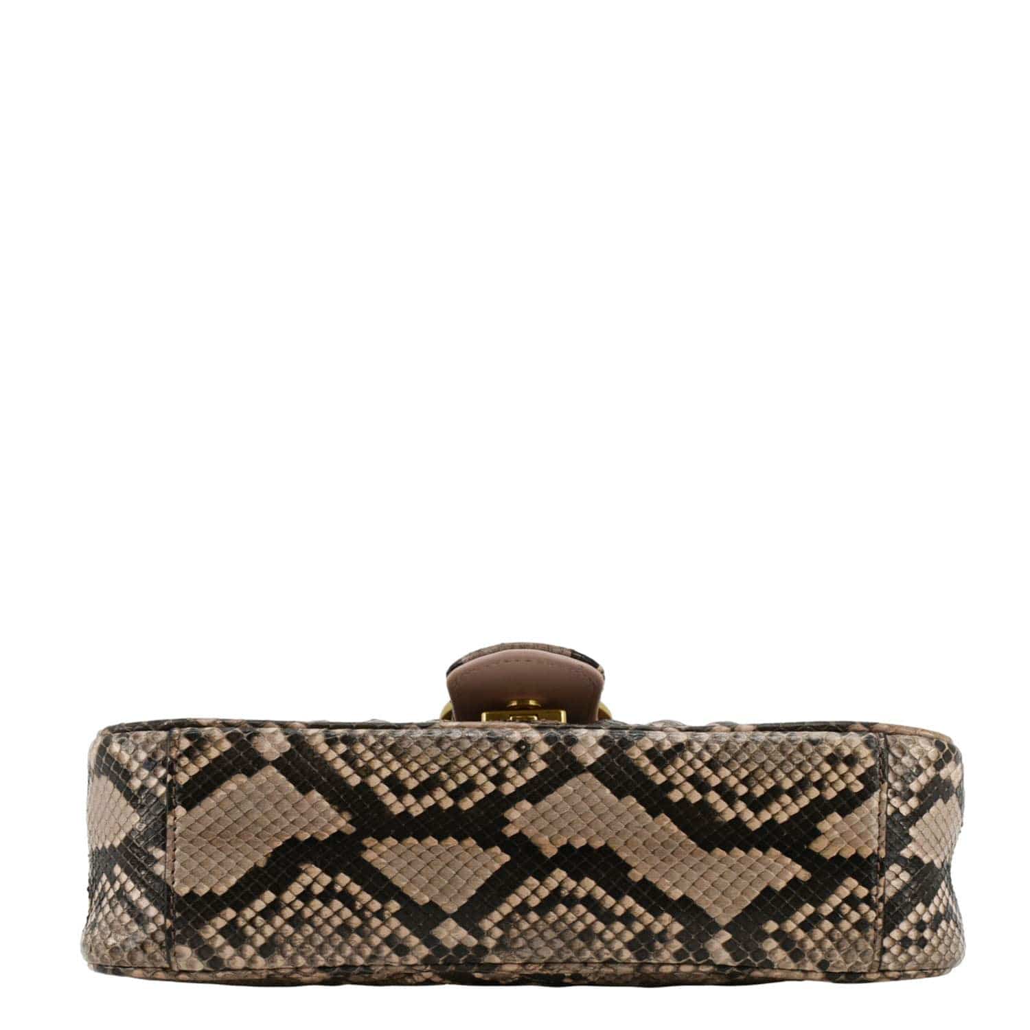 GUCCI Gucci Marmont Snake Print Leather Crossbody Bag Brown 443497