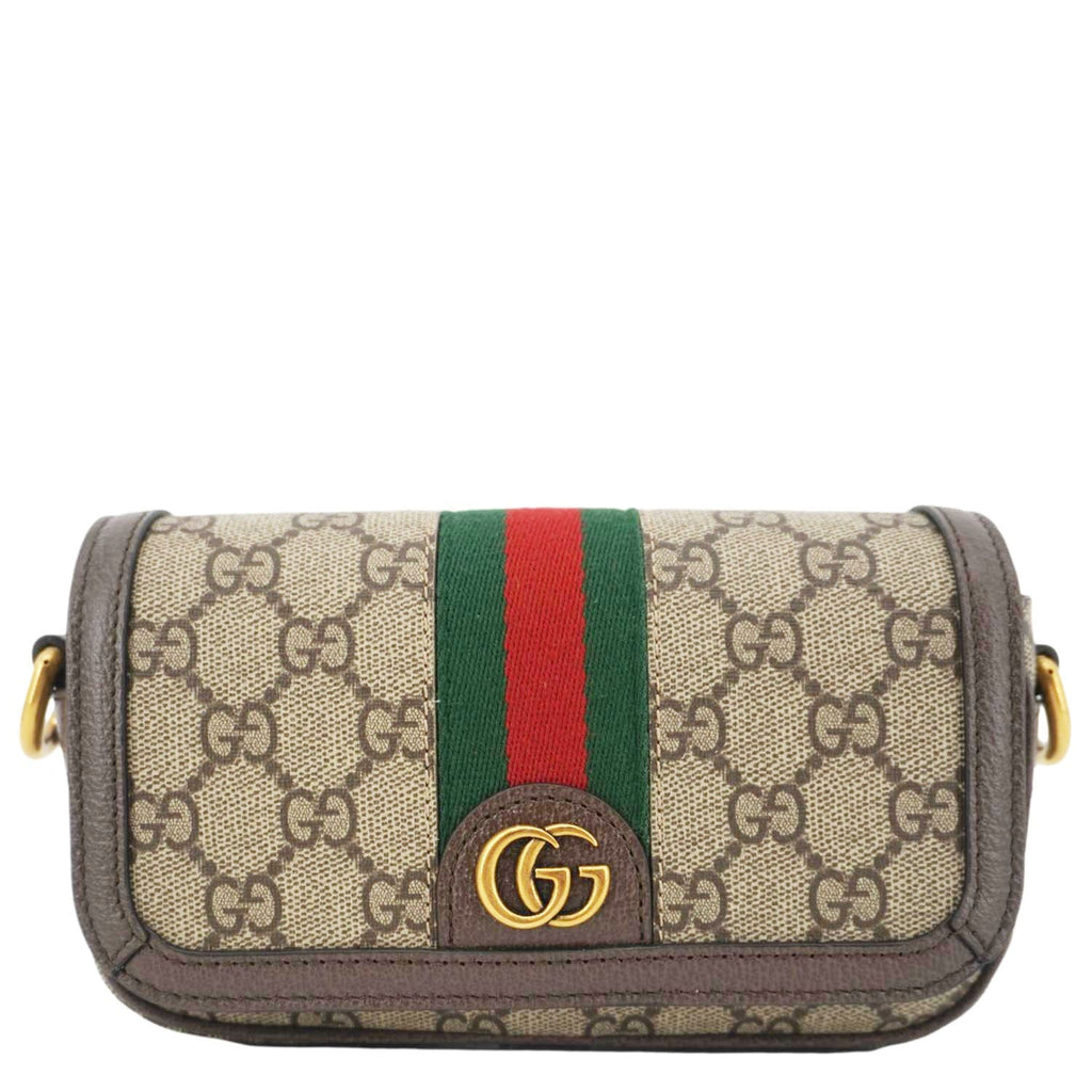 GUCCI Ophidia Super Mini Gucci Supreme Canvas Shoulder Bag Beige 795466