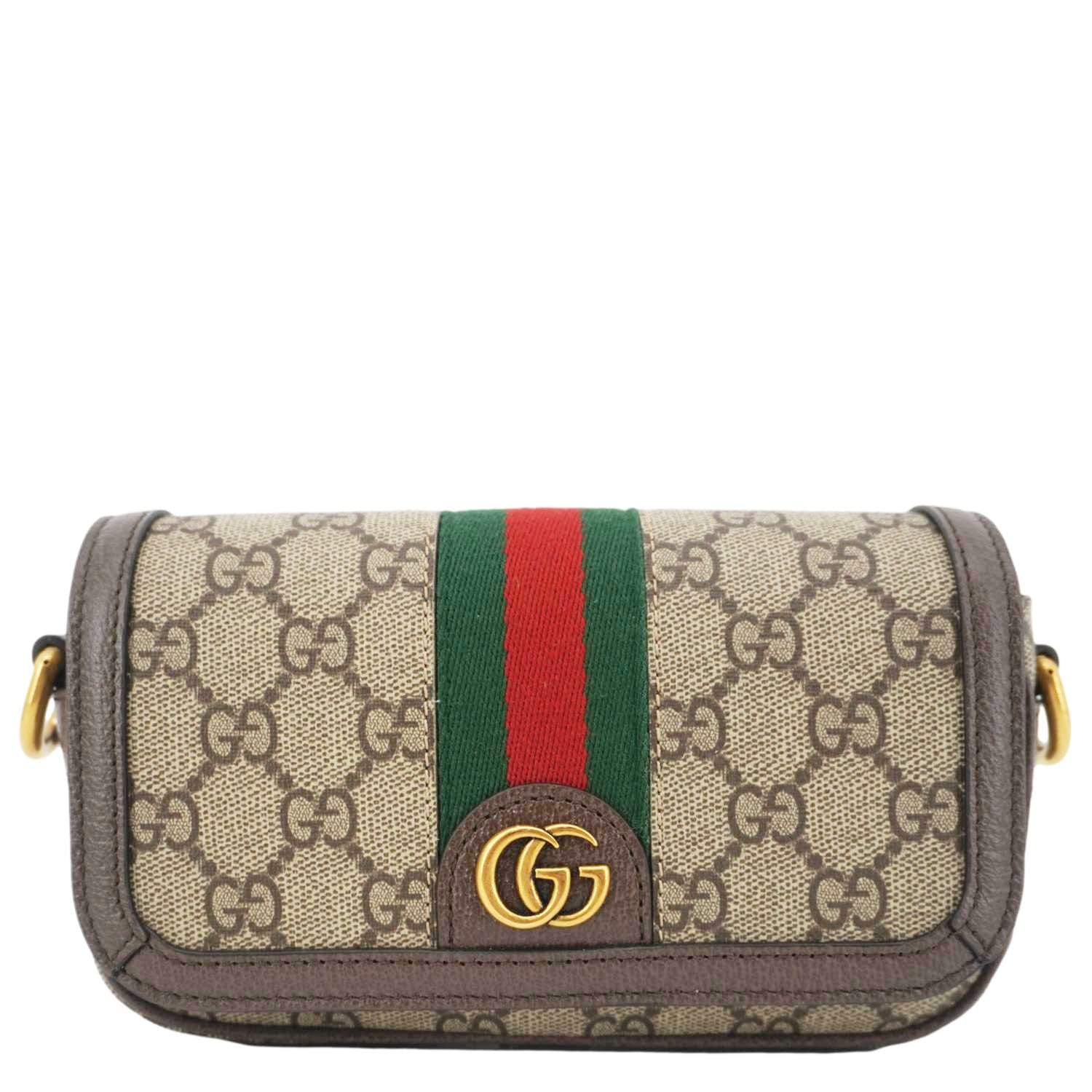 GUCCI Ophidia Super Mini Gucci Supreme Canvas Shoulder Bag Beige 795466