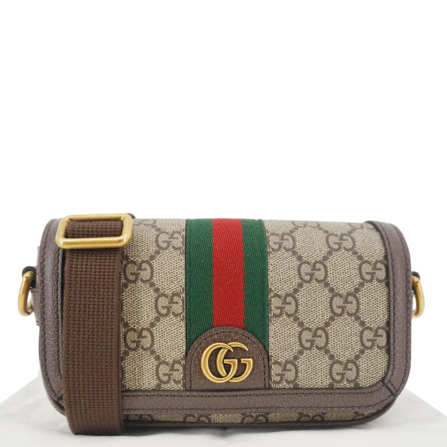 GUCCI Ophidia Super Mini Gucci Supreme Canvas Shoulder Bag Beige 795466