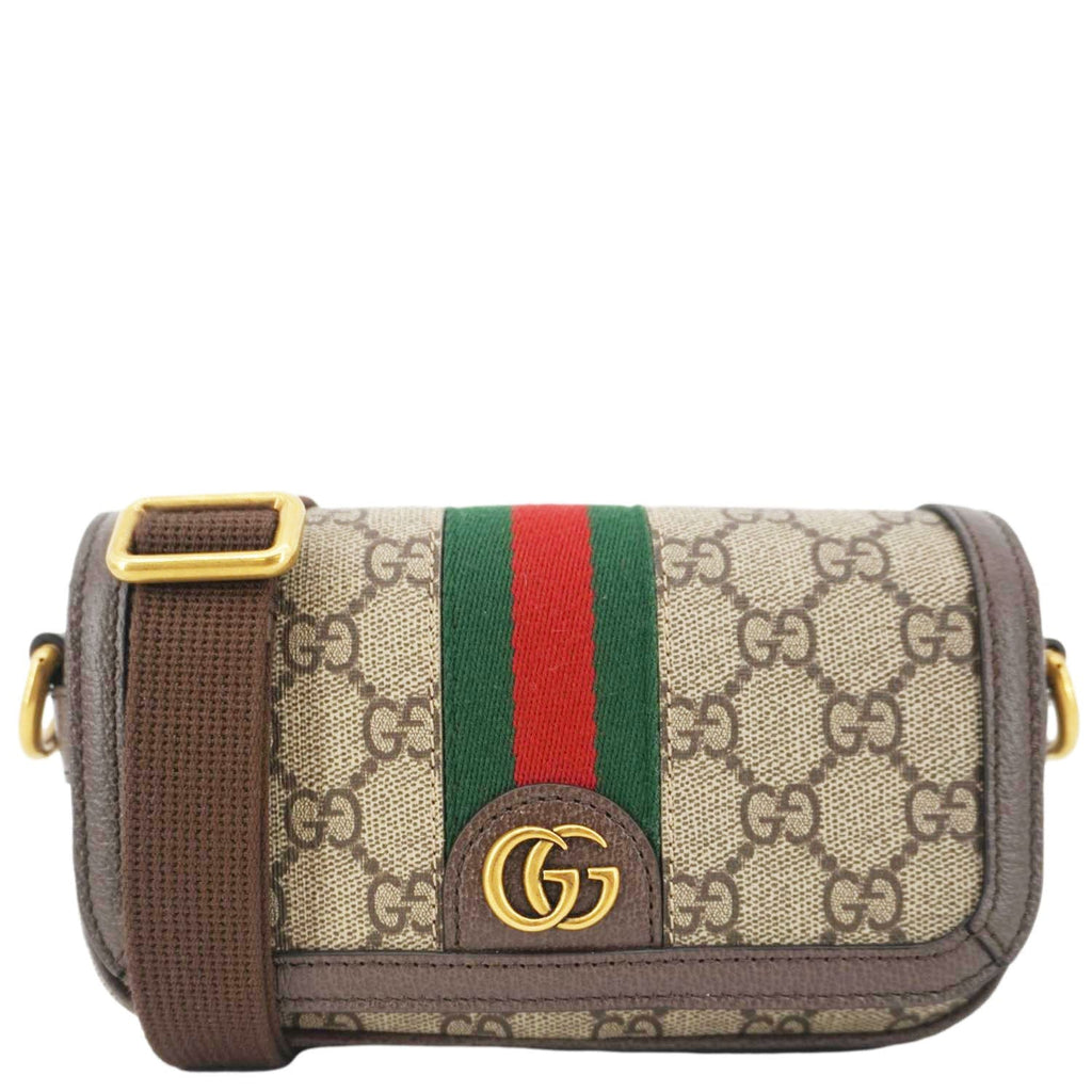 GUCCI Ophidia Super Mini Gucci Supreme Canvas Shoulder Bag Beige 795466