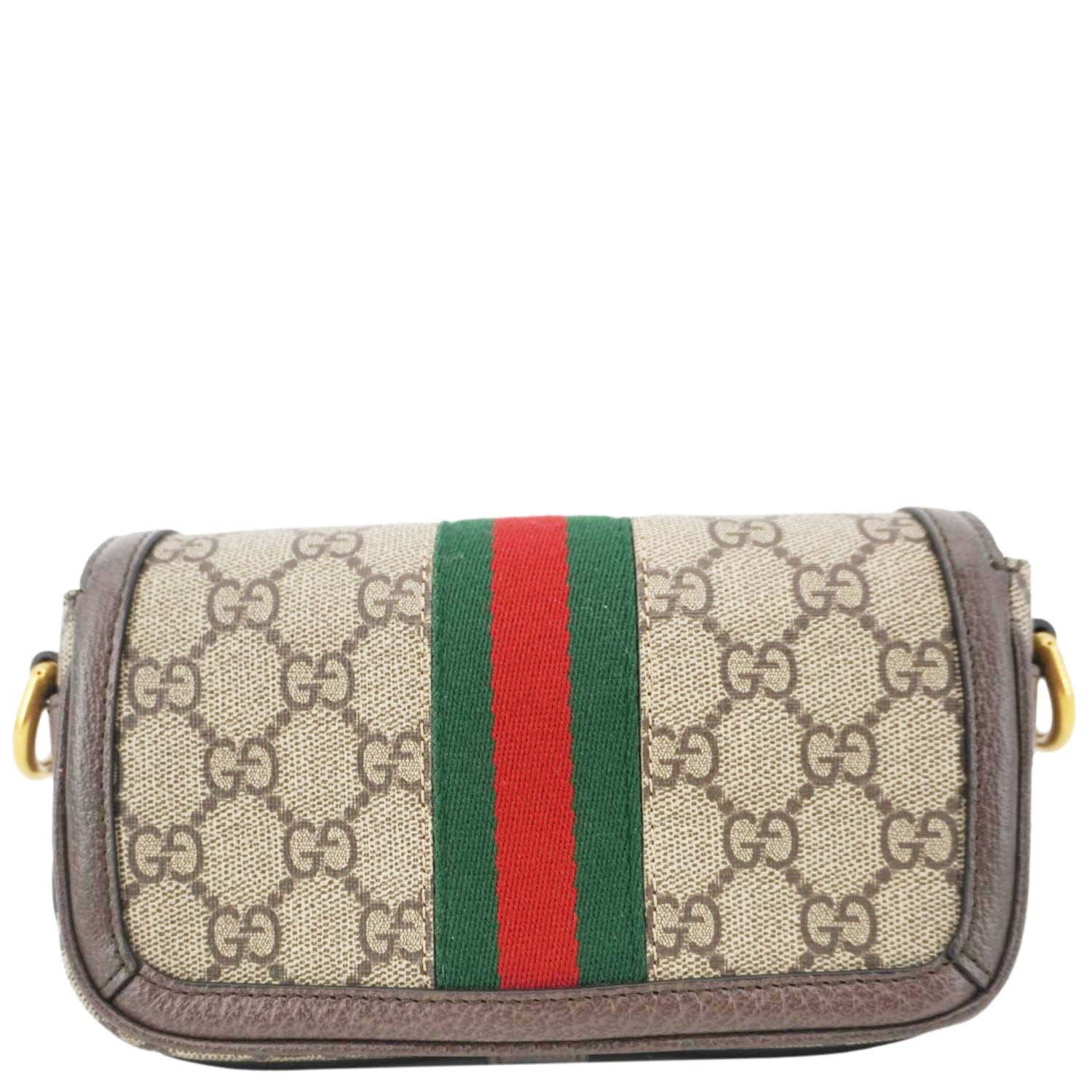 GUCCI Ophidia Super Mini Gucci Supreme Canvas Shoulder Bag Beige 795466