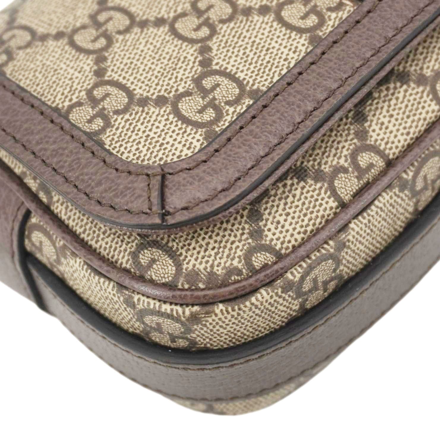 GUCCI Ophidia Super Mini Gucci Supreme Canvas Shoulder Bag Beige 795466