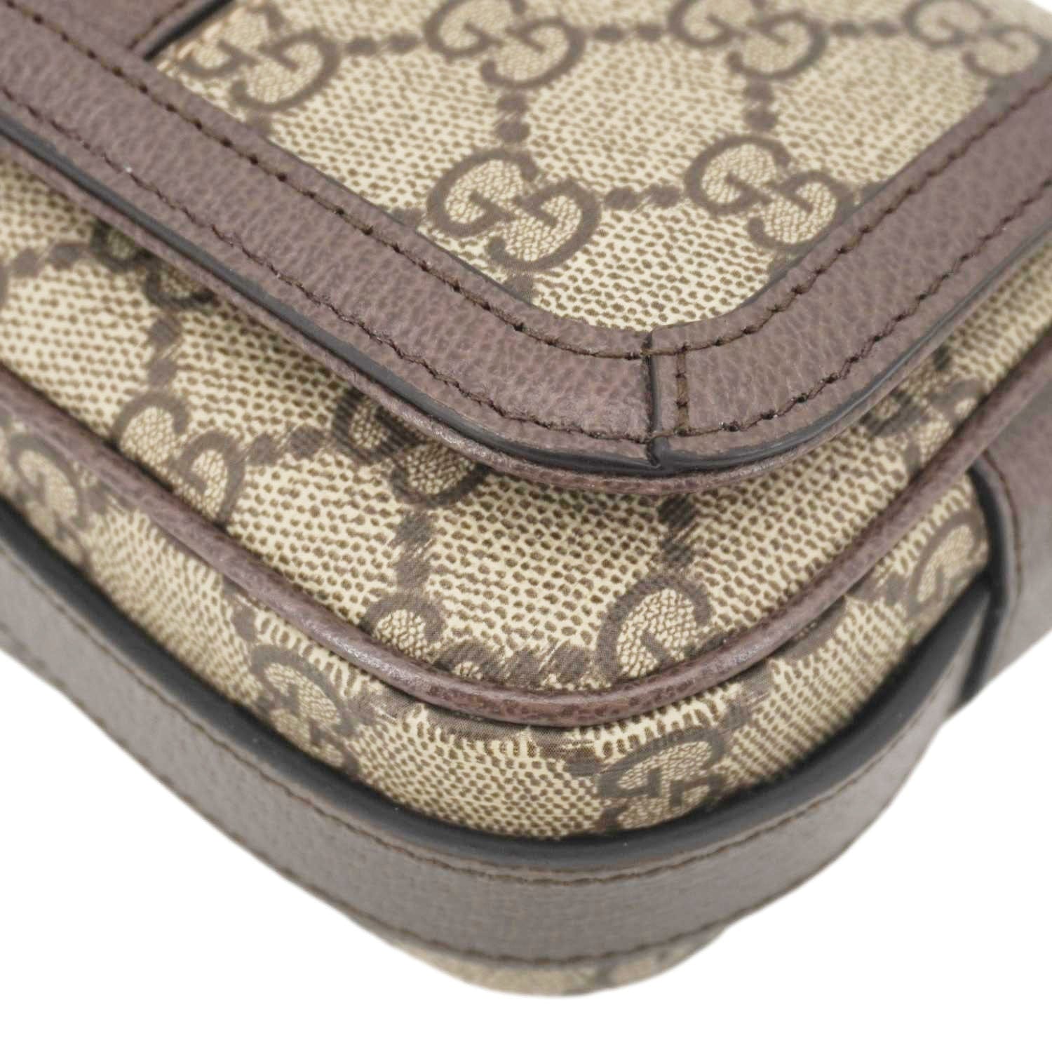 GUCCI Ophidia Super Mini Gucci Supreme Canvas Shoulder Bag Beige 795466