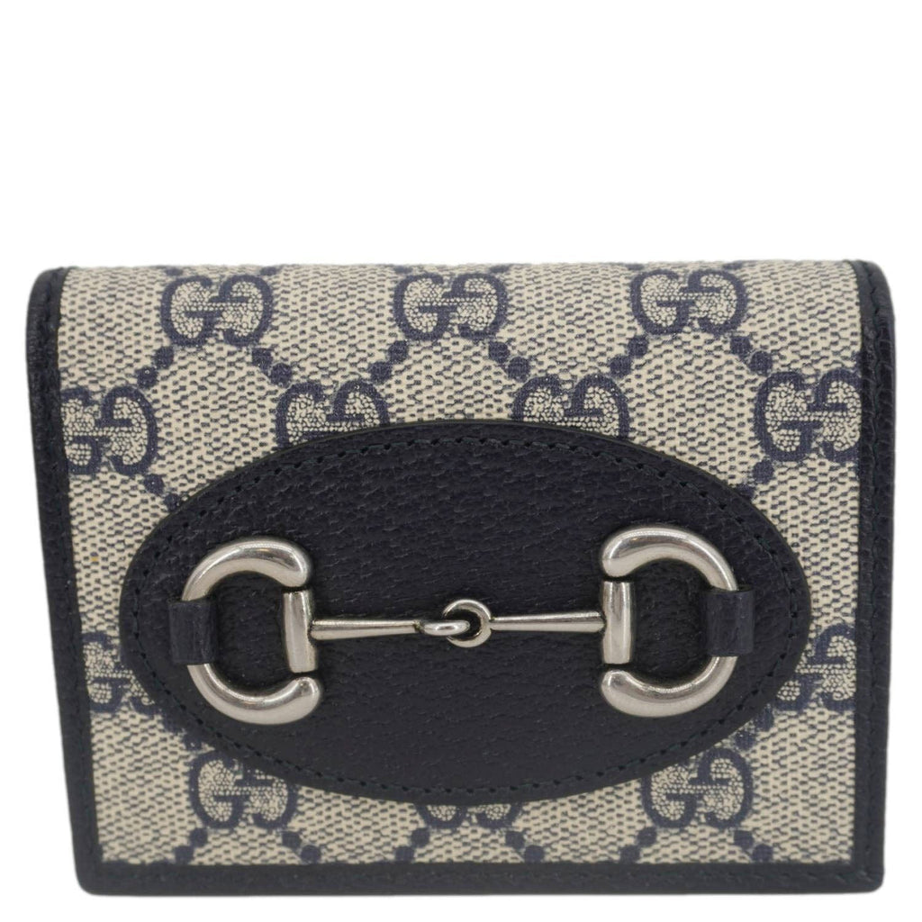 GUCCI Horsebit 1955 Gucci Supreme Canvas Card Case Wallet Beige 621887