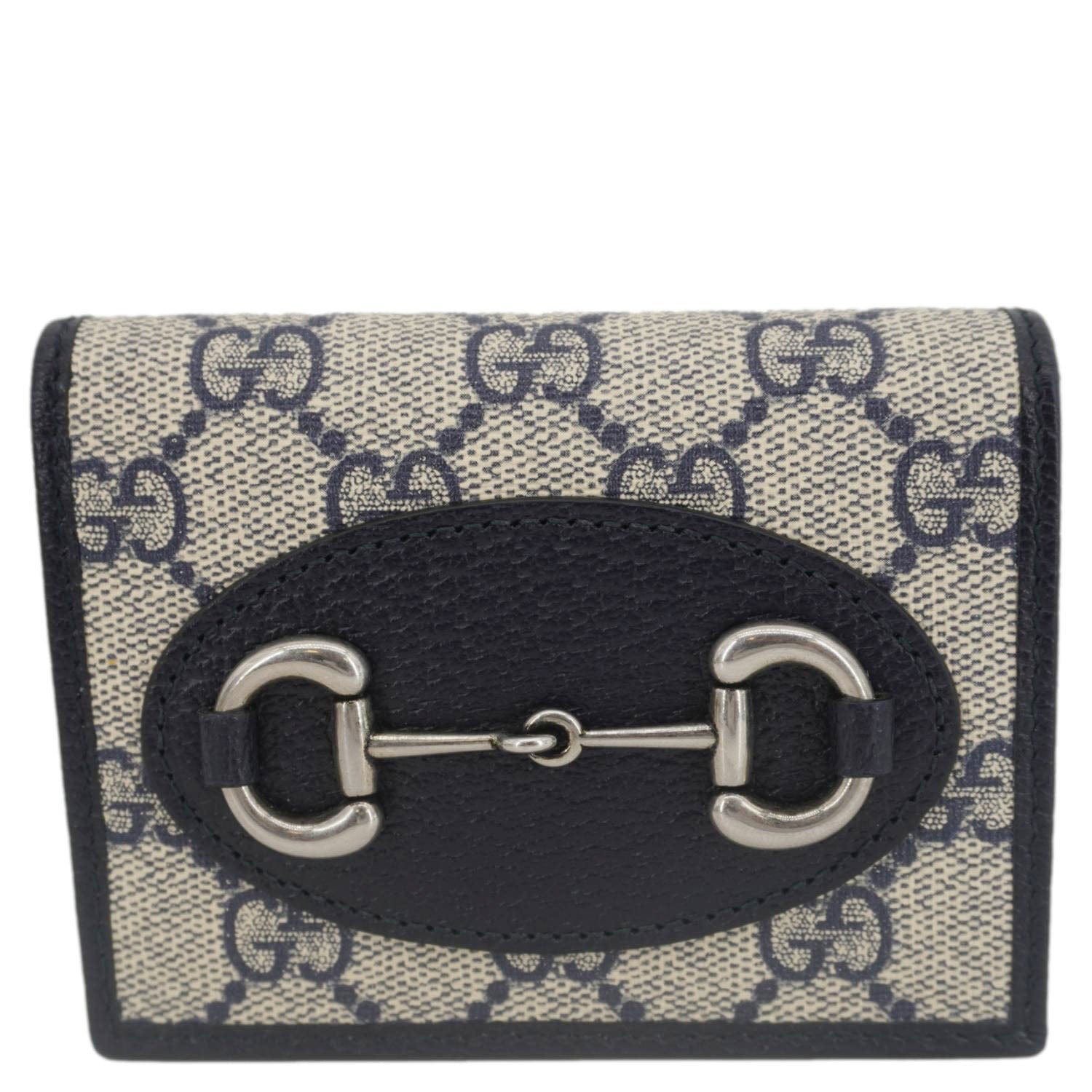GUCCI Horsebit 1955 Gucci Supreme Canvas Card Case Wallet Beige 621887