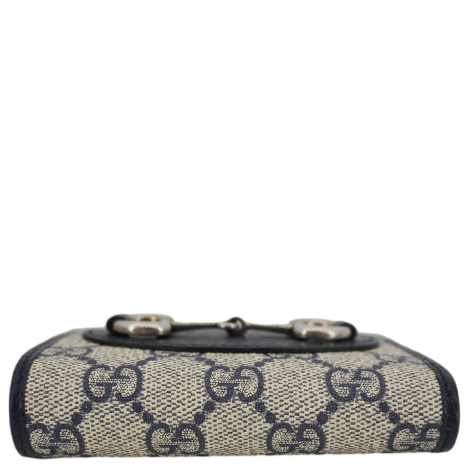 GUCCI Horsebit 1955 Gucci Supreme Canvas Card Case Wallet Beige 621887