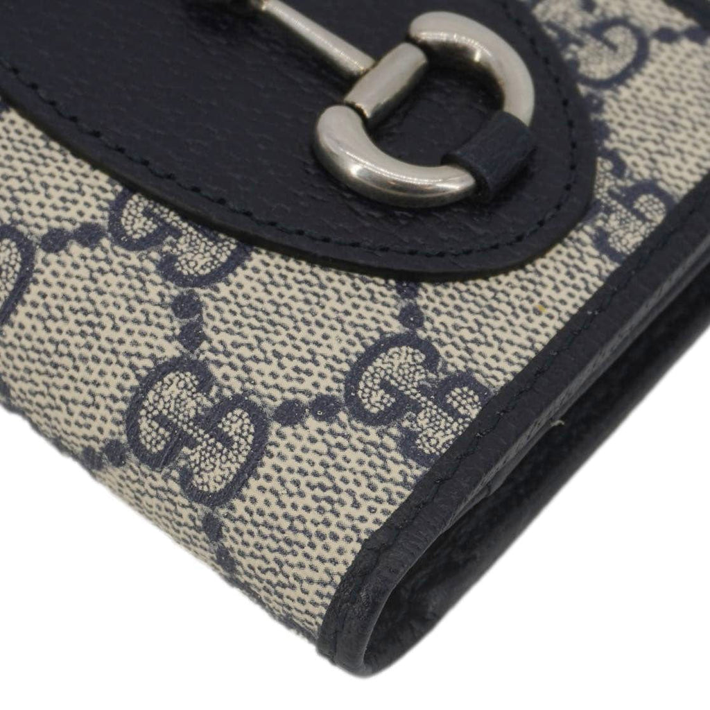 GUCCI Horsebit 1955 Gucci Supreme Canvas Card Case Wallet Beige 621887