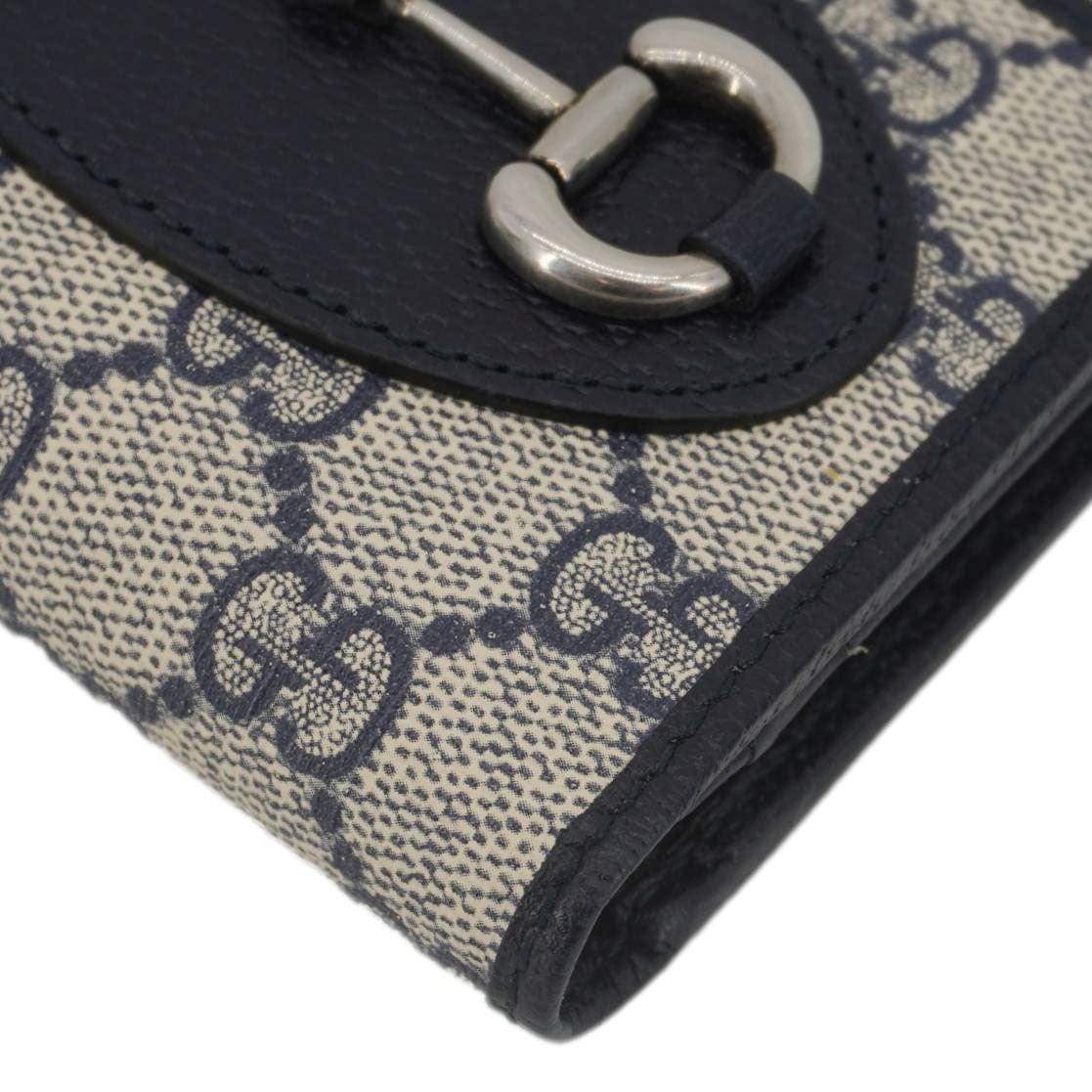 GUCCI Horsebit 1955 Gucci Supreme Canvas Card Case Wallet Beige 621887