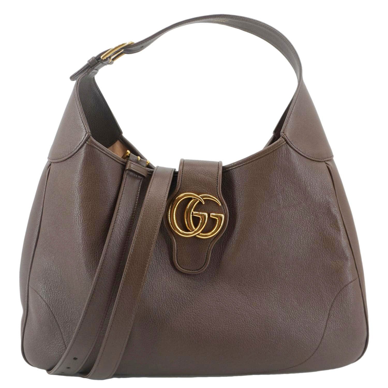 GUCCI Aphrodite Medium Leather Crossbody Bag Brown 755344