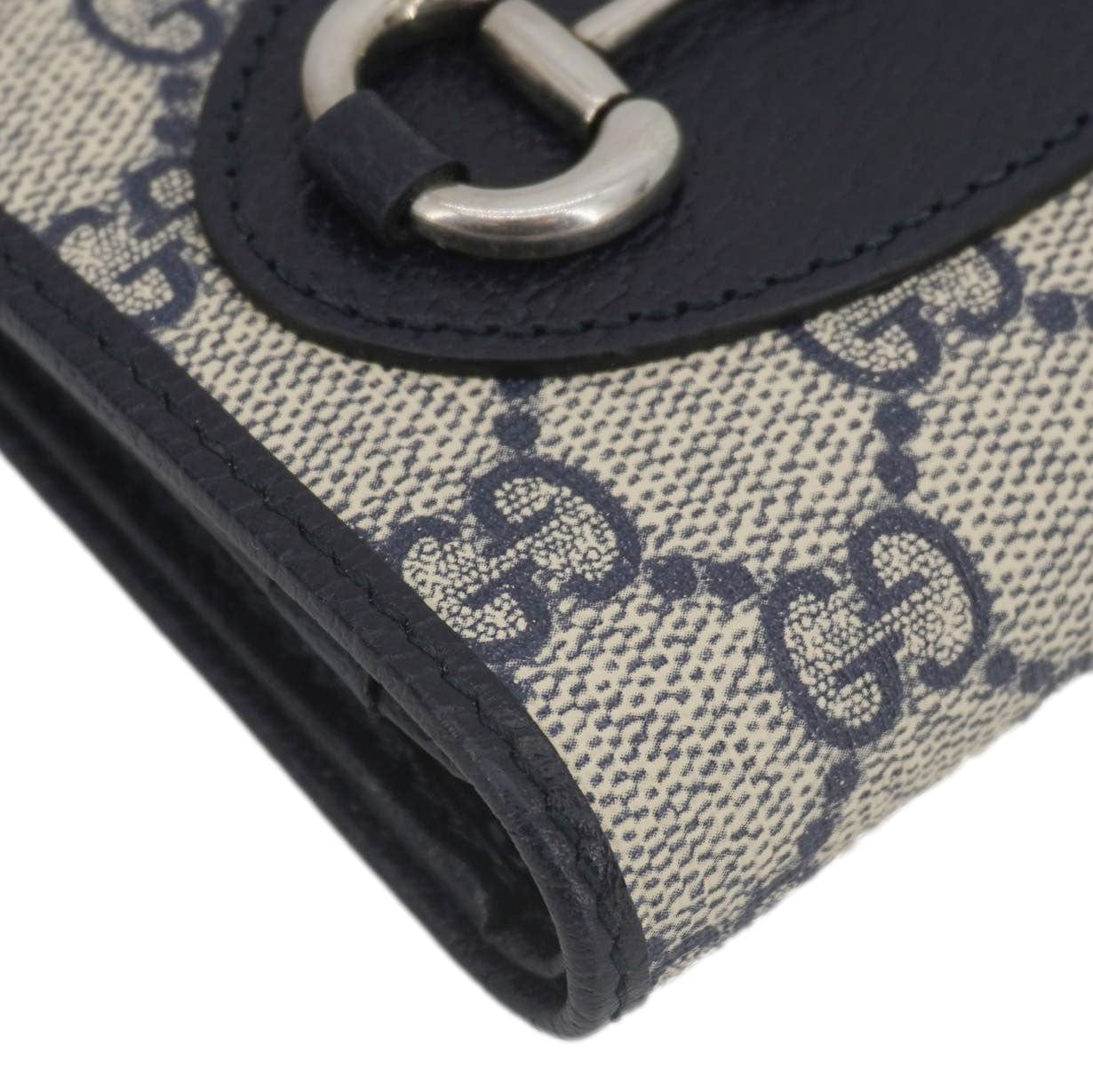 GUCCI Horsebit 1955 Gucci Supreme Canvas Card Case Wallet Beige 621887