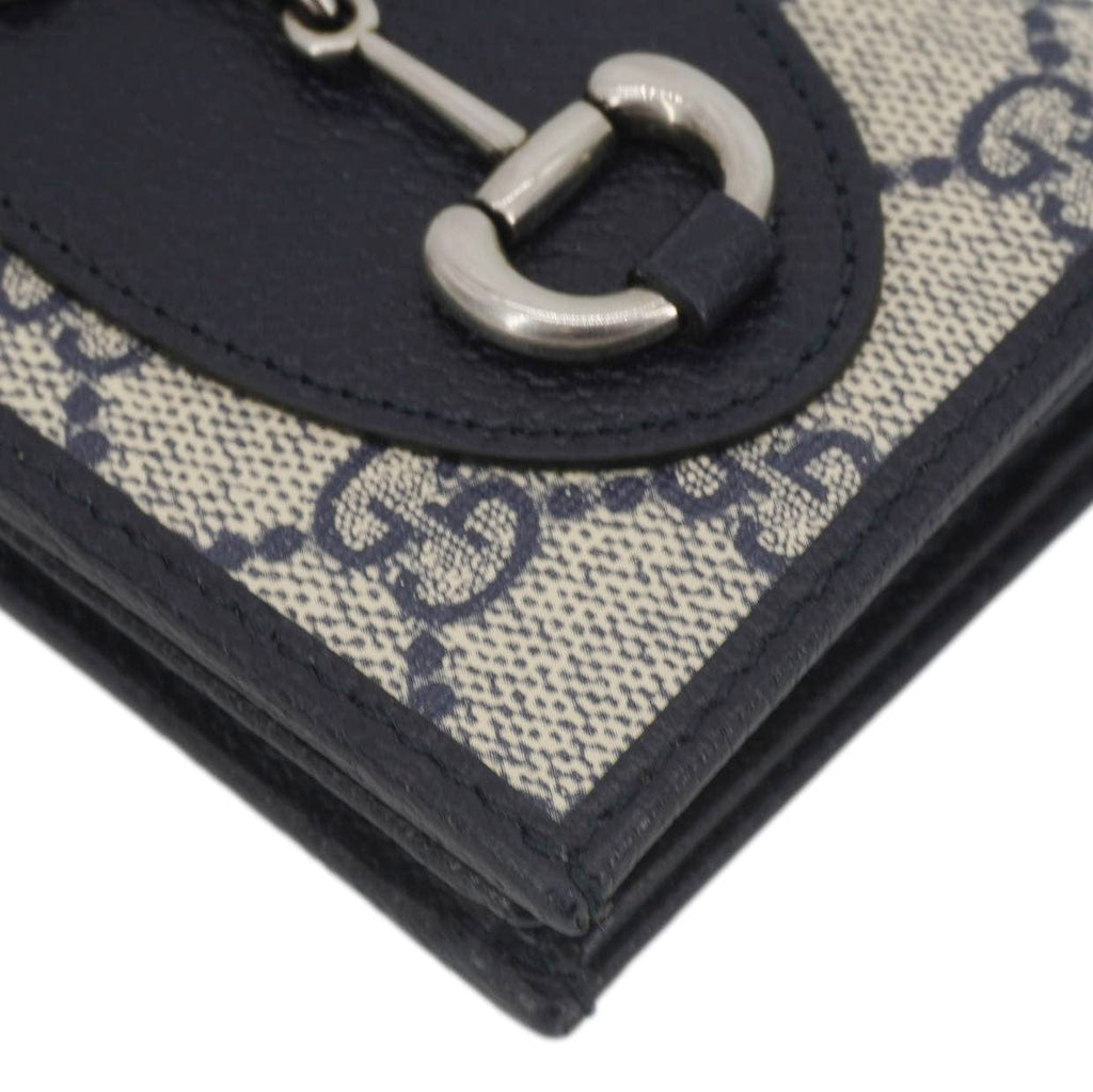 GUCCI Horsebit 1955 Gucci Supreme Canvas Card Case Wallet Beige 621887
