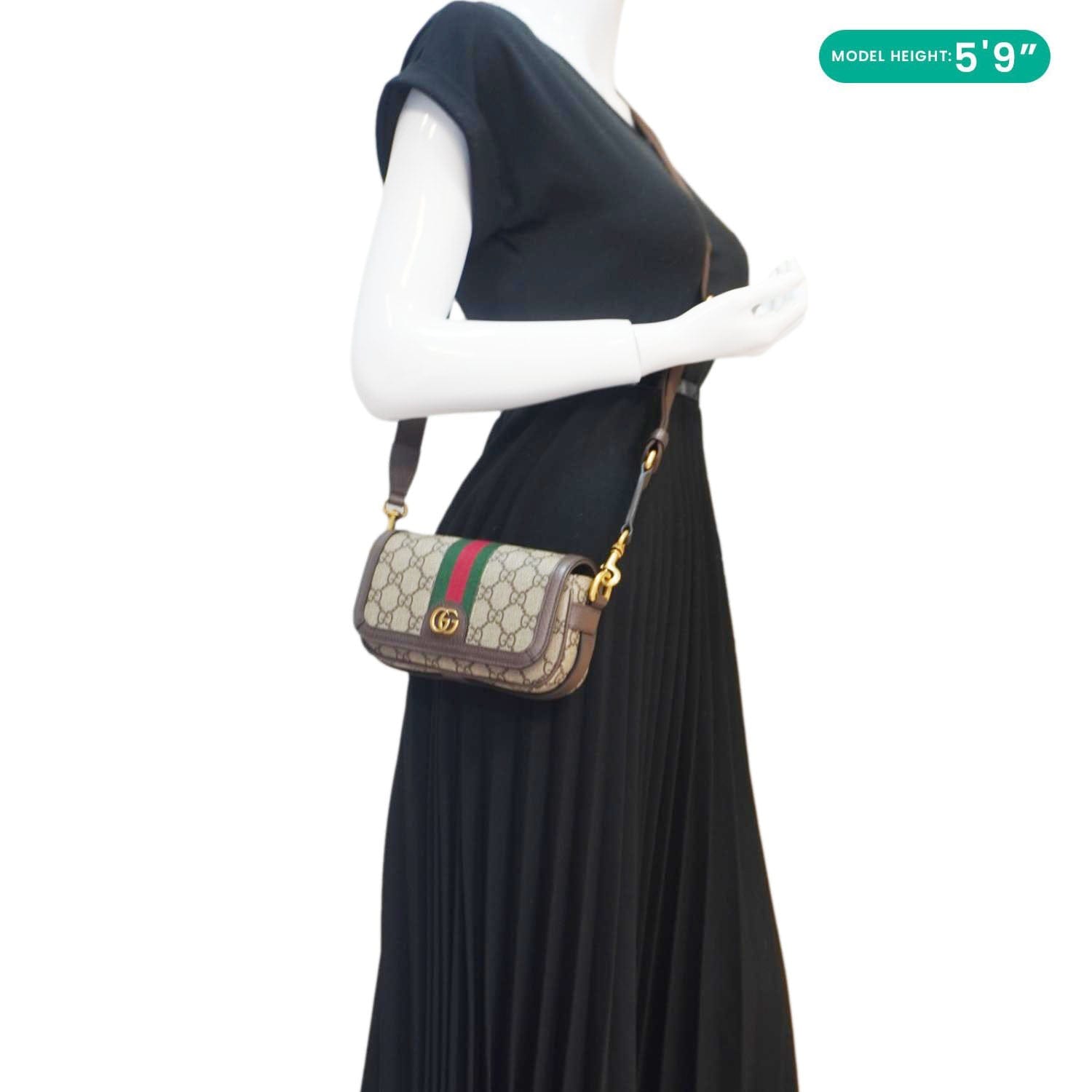 GUCCI Ophidia Super Mini Gucci Supreme Canvas Shoulder Bag Beige 795466