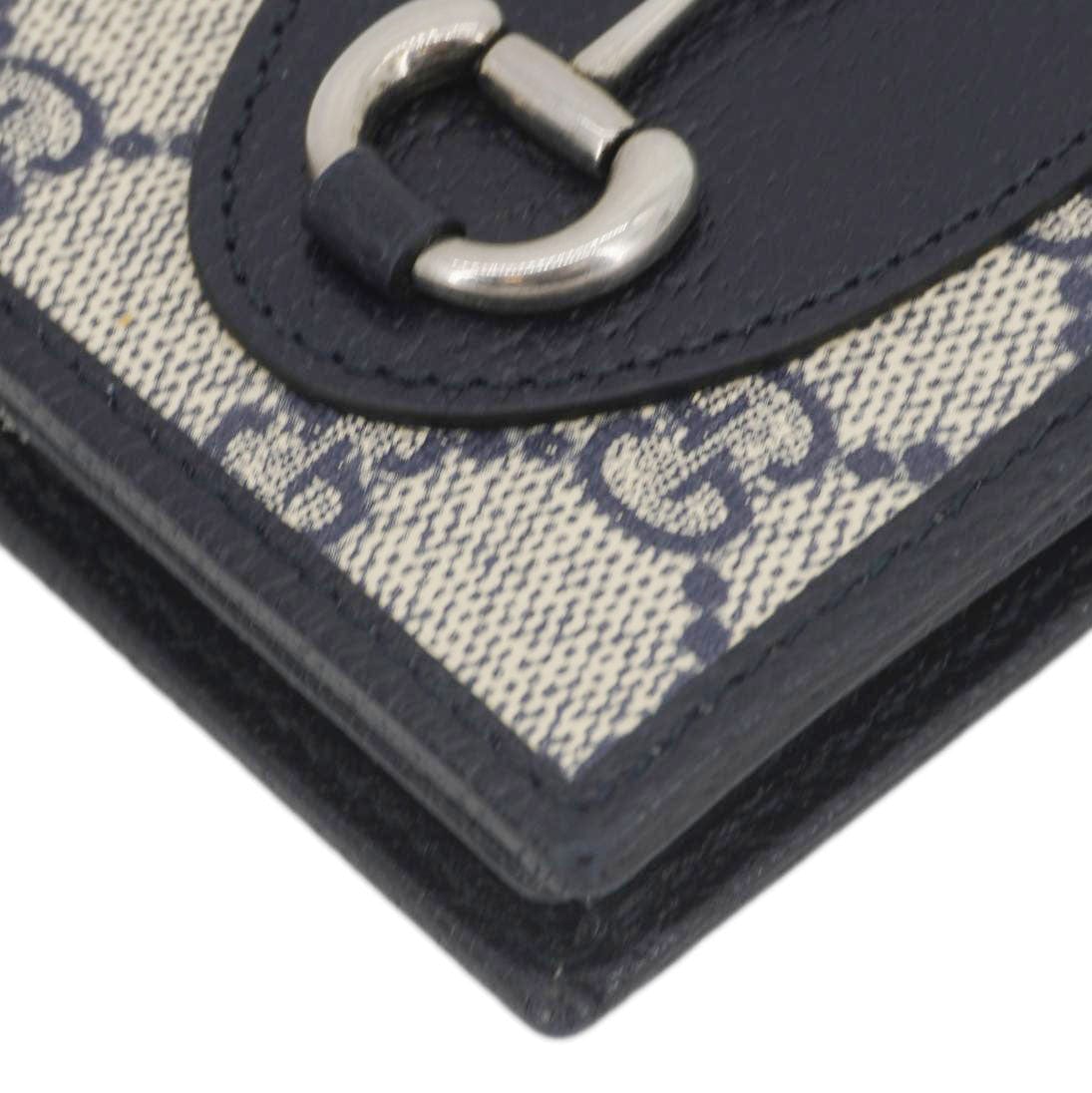GUCCI Horsebit 1955 Gucci Supreme Canvas Card Case Wallet Beige 621887