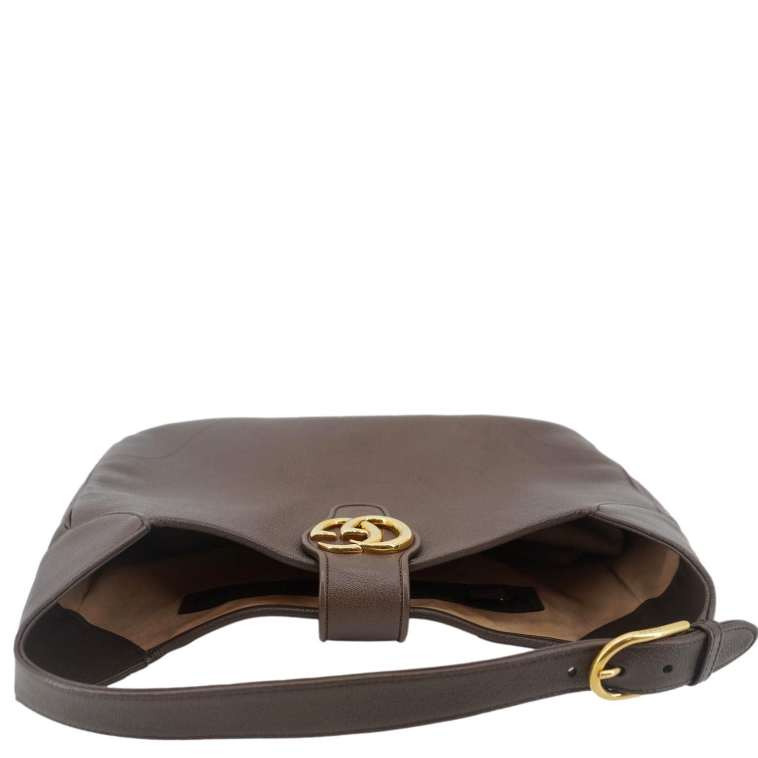 GUCCI Aphrodite Medium Leather Crossbody Bag Brown 755344