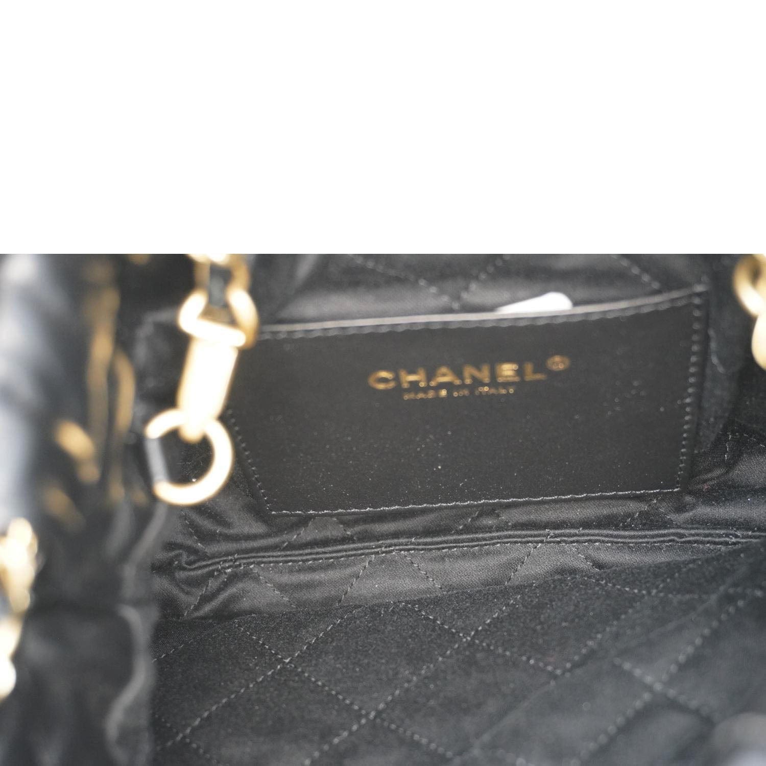 Chanel Pearl 22 Shiny Crumpled Leather Crossbody Bag Black