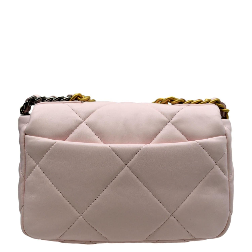 Chanel 19 Medium Flap Quilted Lambskin Leather Shoulder Bag Light Pink