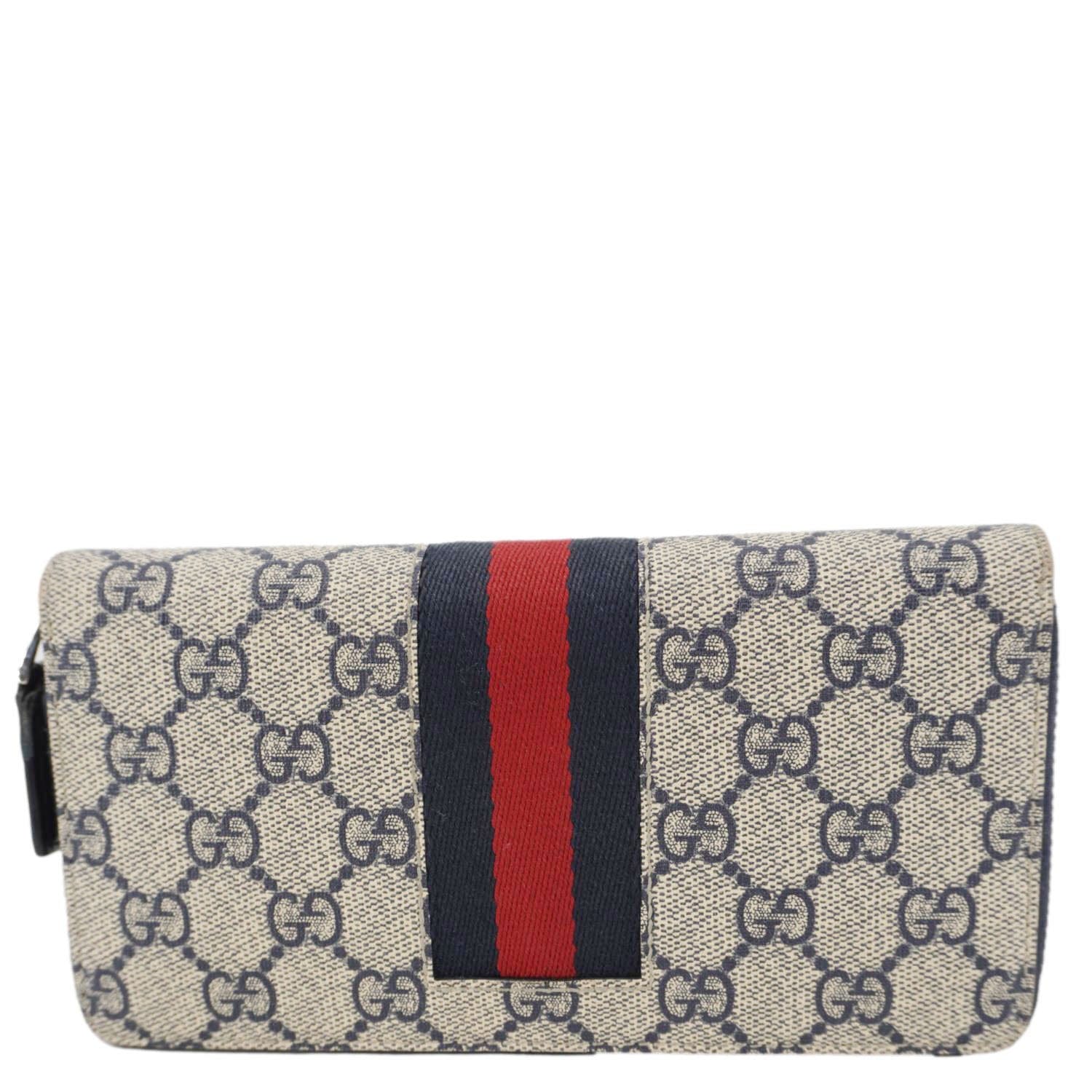 GUCCI Gucci Supreme Canvas Zip Around Wallet White 408831
