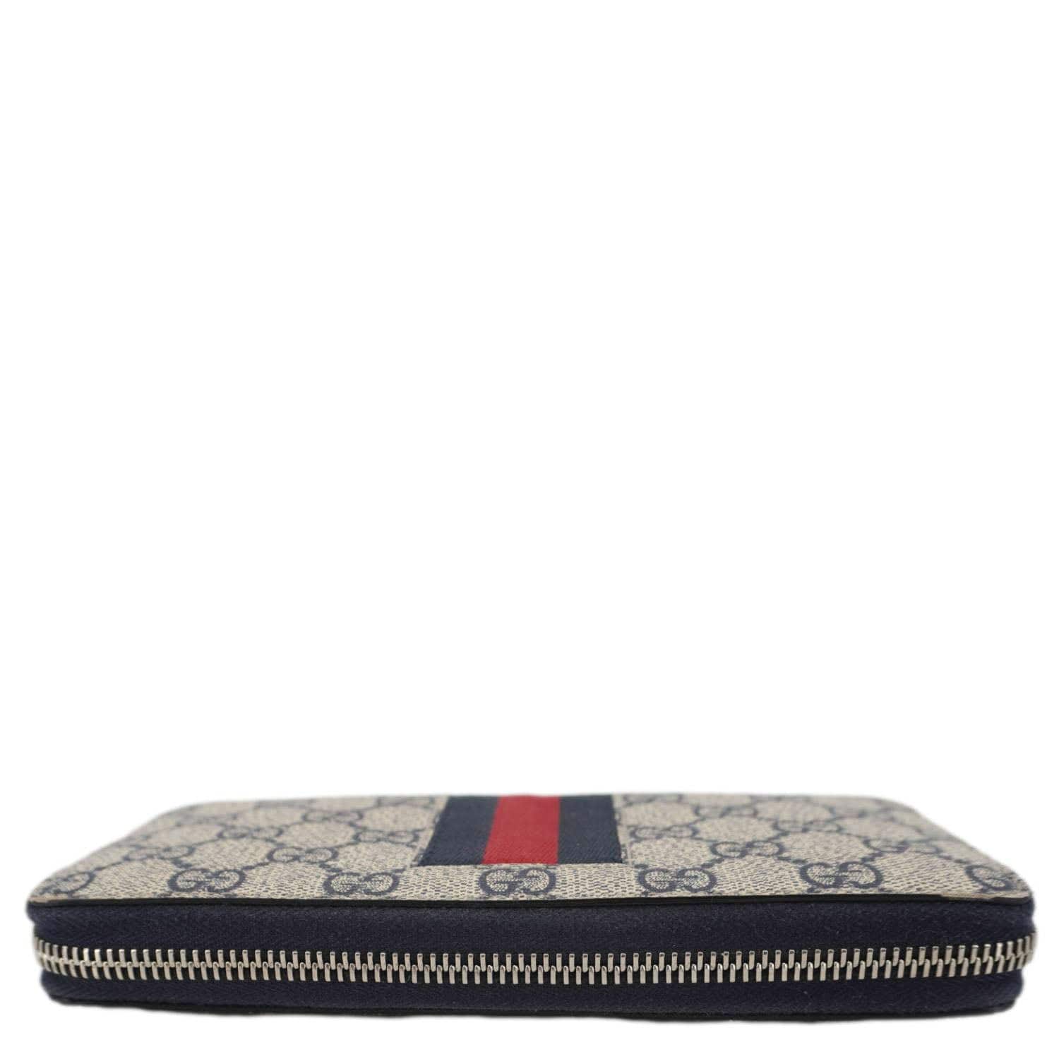 GUCCI Gucci Supreme Canvas Zip Around Wallet White 408831
