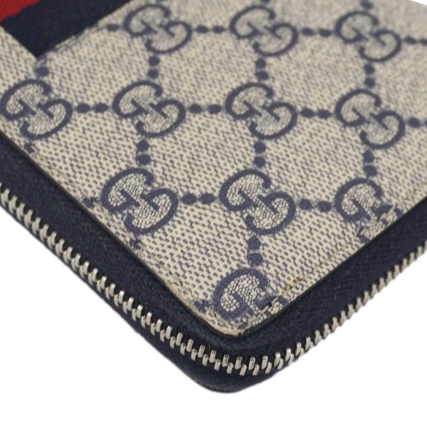 GUCCI Gucci Supreme Canvas Zip Around Wallet White 408831