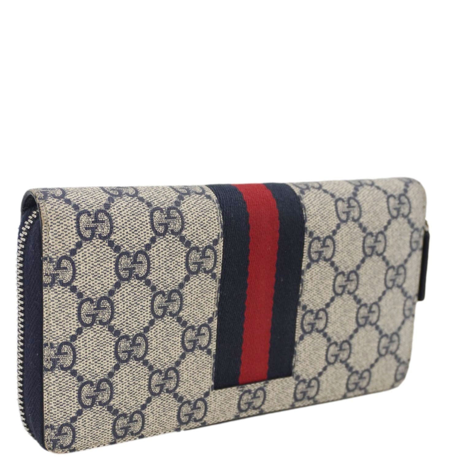 GUCCI Gucci Supreme Canvas Zip Around Wallet White 408831