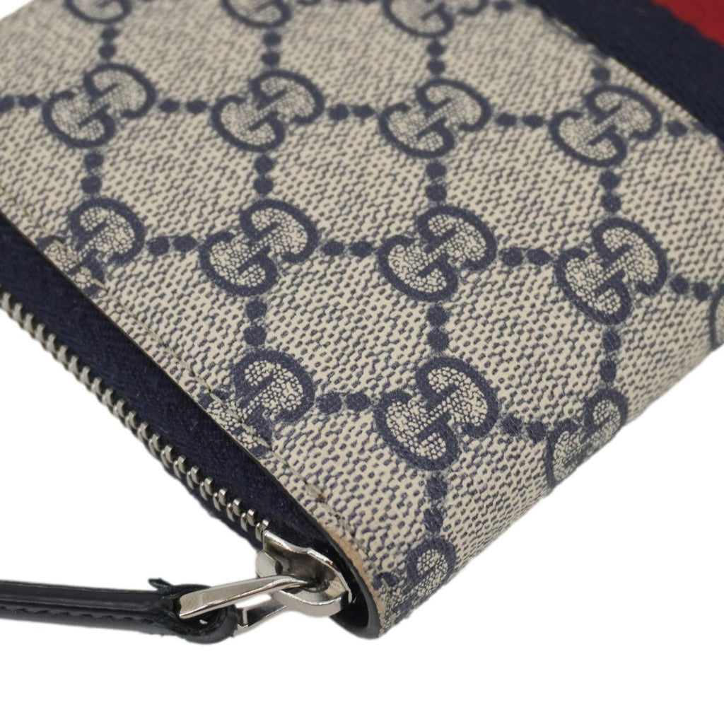 GUCCI Gucci Supreme Canvas Zip Around Wallet White 408831