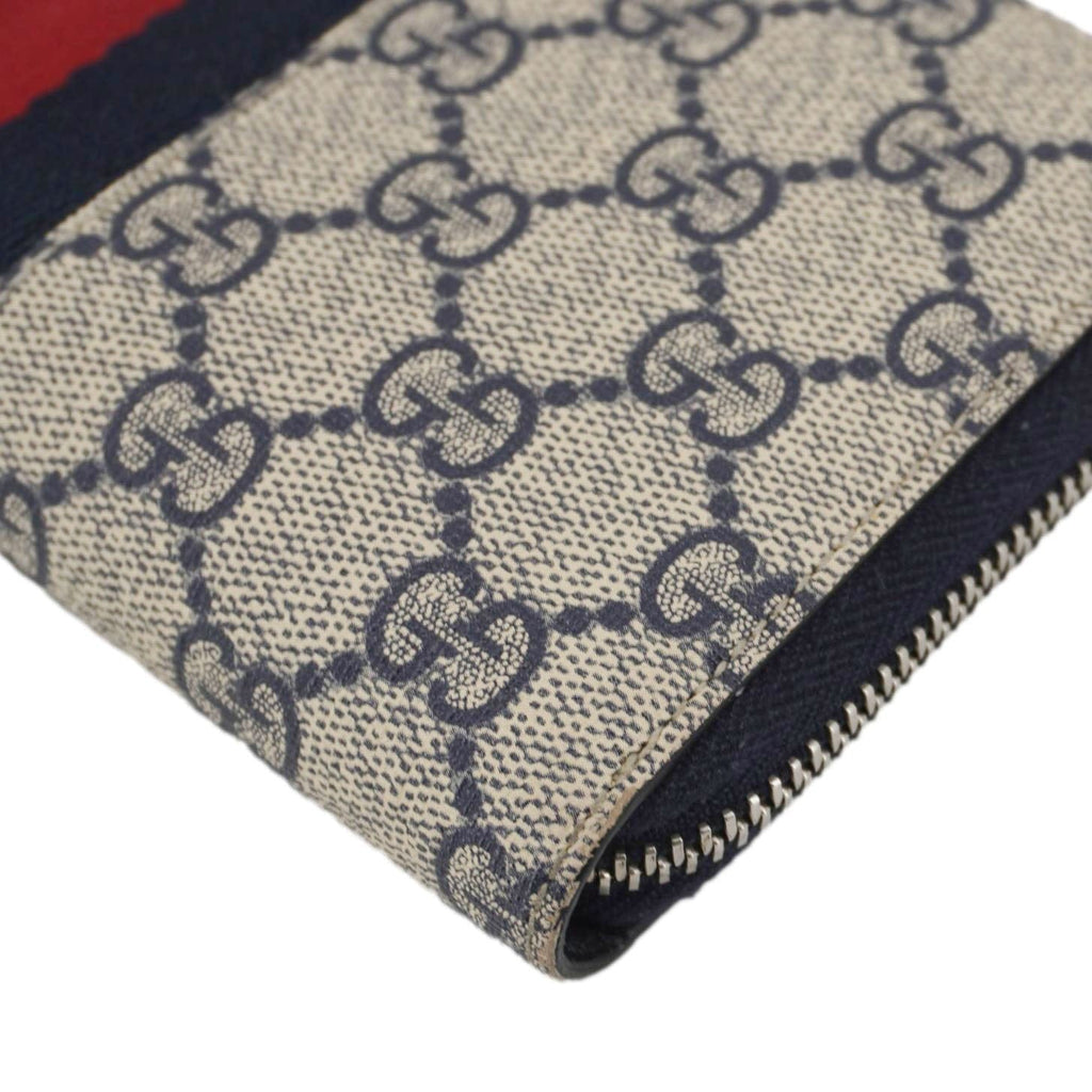 GUCCI Gucci Supreme Canvas Zip Around Wallet White 408831