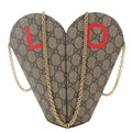 GUCCI Valentines Day Love Heart Small Gucci Supreme Canvas Shoulder Bag Beige 678133