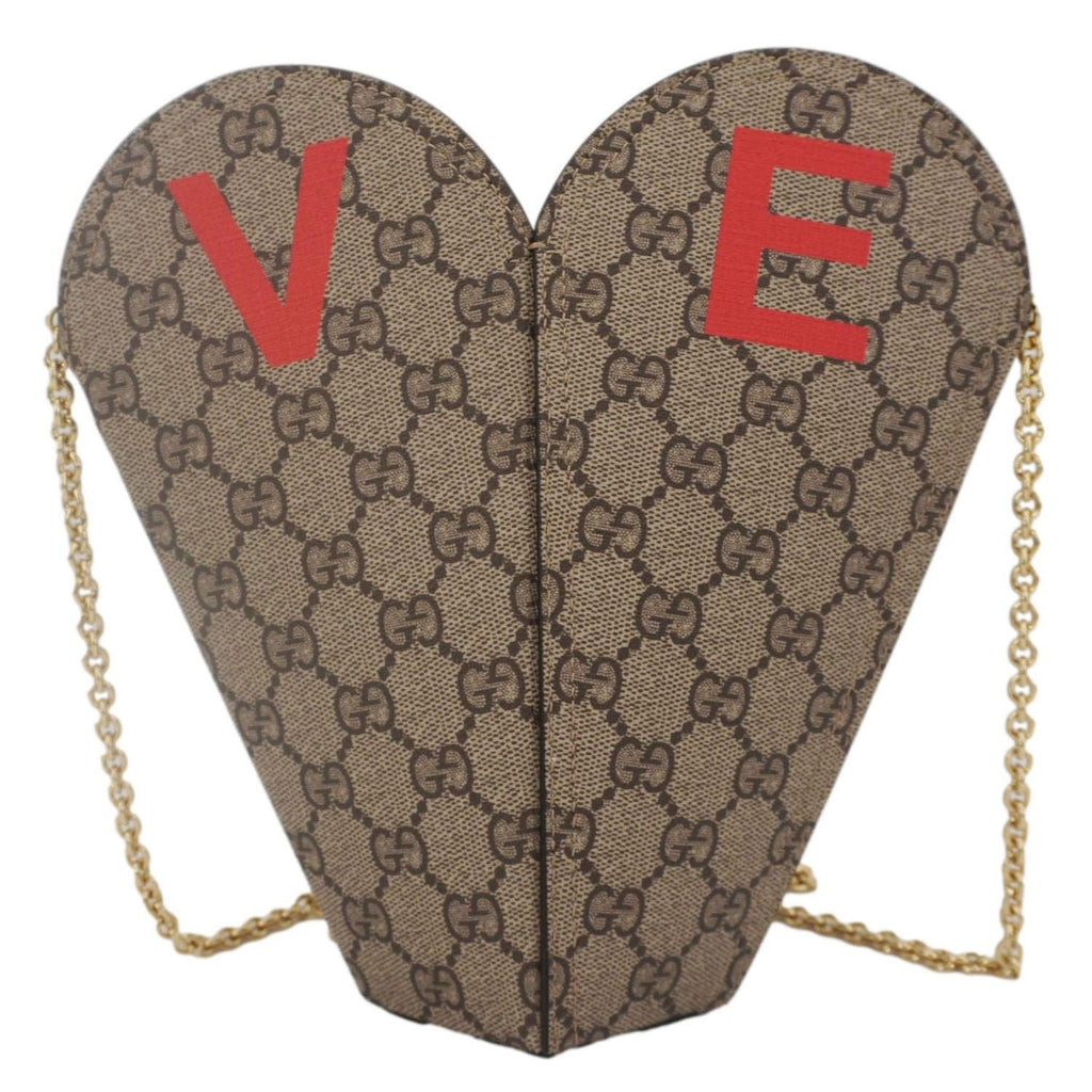 GUCCI Valentines Day Love Heart Small Gucci Supreme Canvas Shoulder Bag Beige 678133