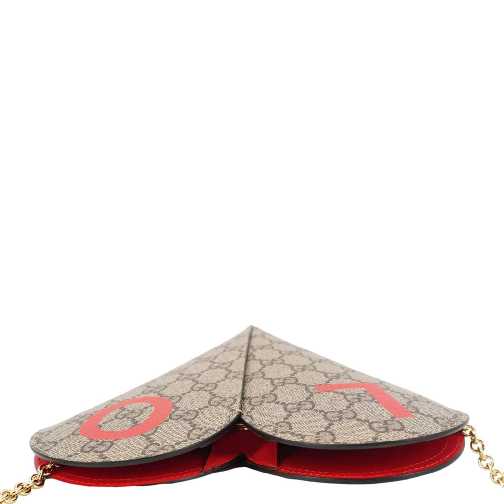GUCCI Valentines Day Love Heart Small Gucci Supreme Canvas Shoulder Bag Beige 678133
