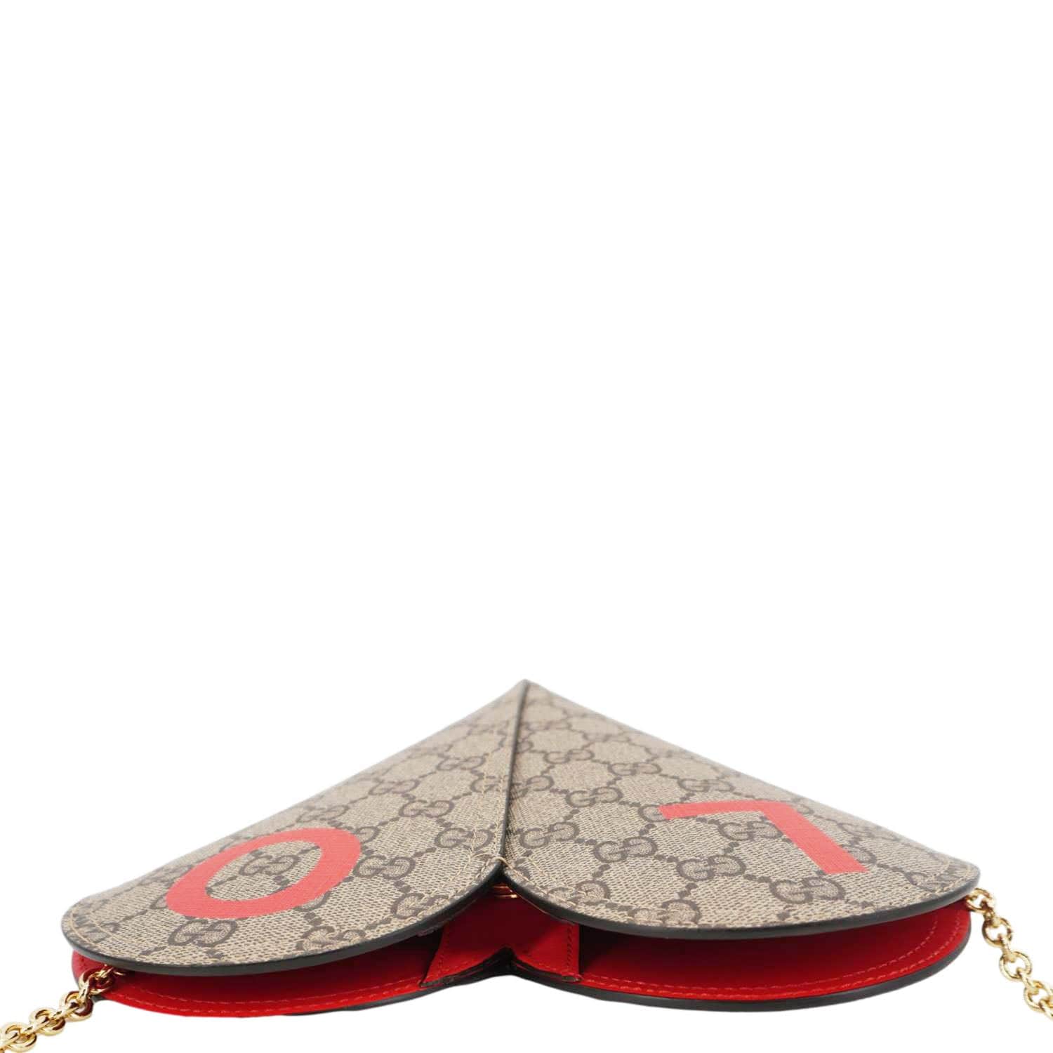 GUCCI Valentines Day Love Heart Small Gucci Supreme Canvas Shoulder Bag Beige 678133