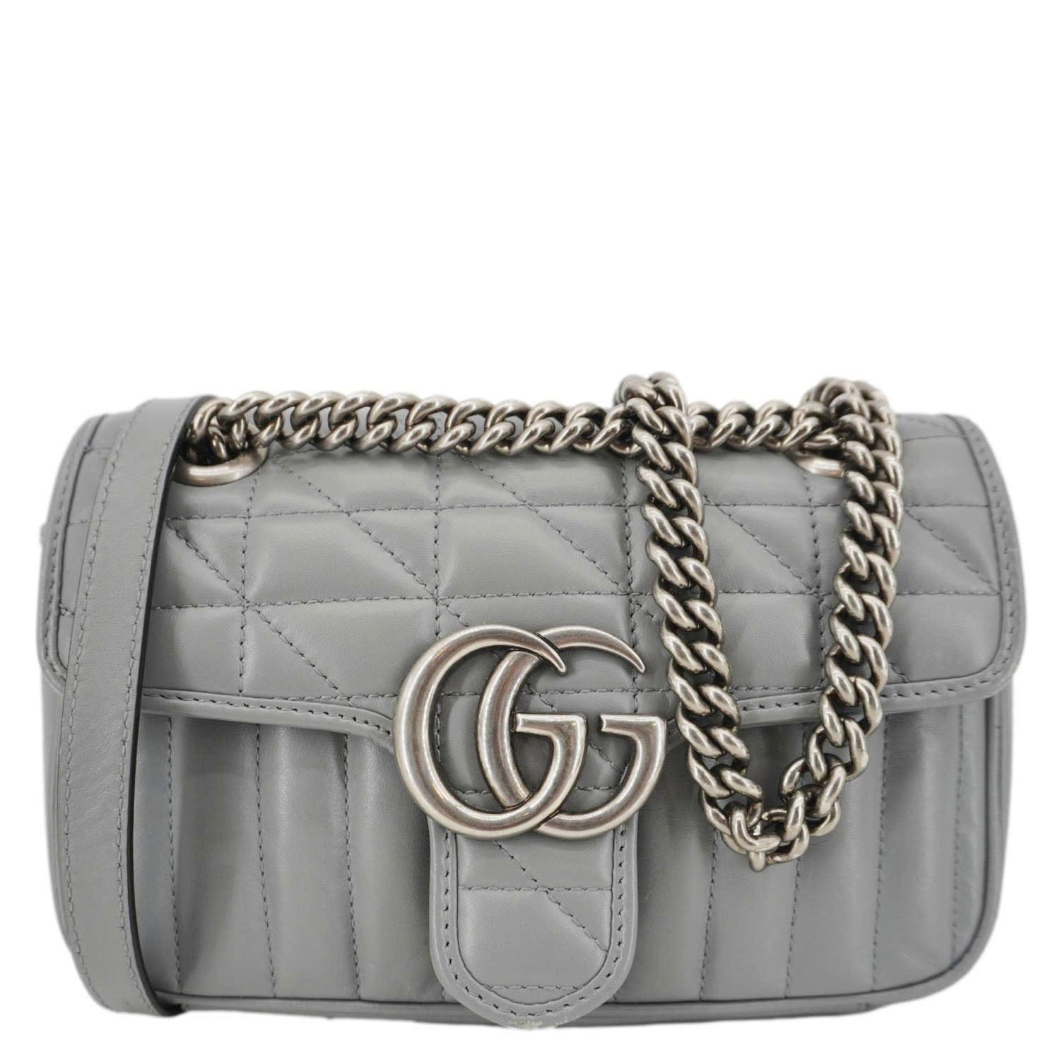 GUCCI Gucci Marmont Mini Matelasse Chevron Leather Shoulder Bag Gray 446744